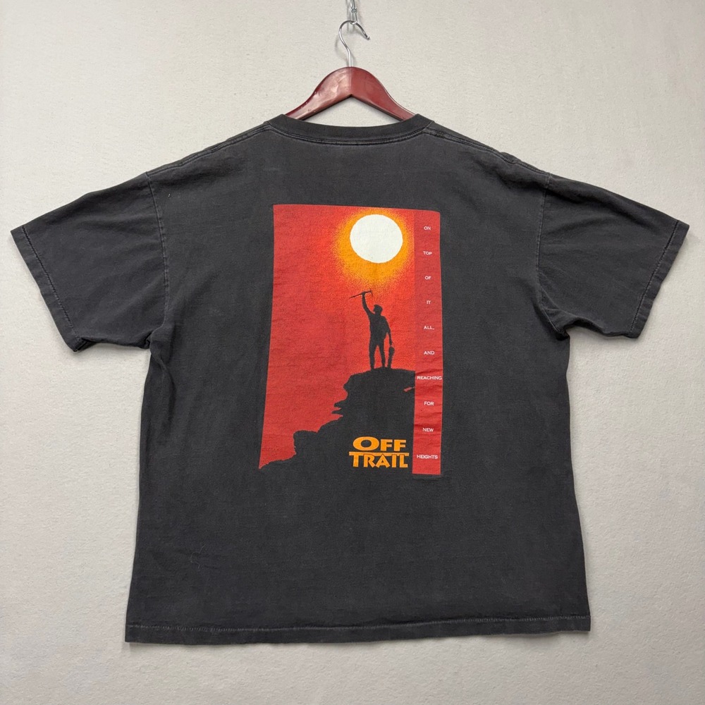 Oneita T-Shirt Mens XL Black Off Trail Vintage 90s Mountain Graphic Cotton Tee
